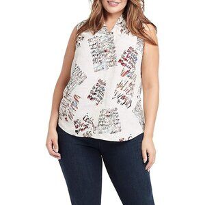 Nic + Zoe Scattered Letters Tank Graffiti Positive‎ Affirmations Sleeveless 3X